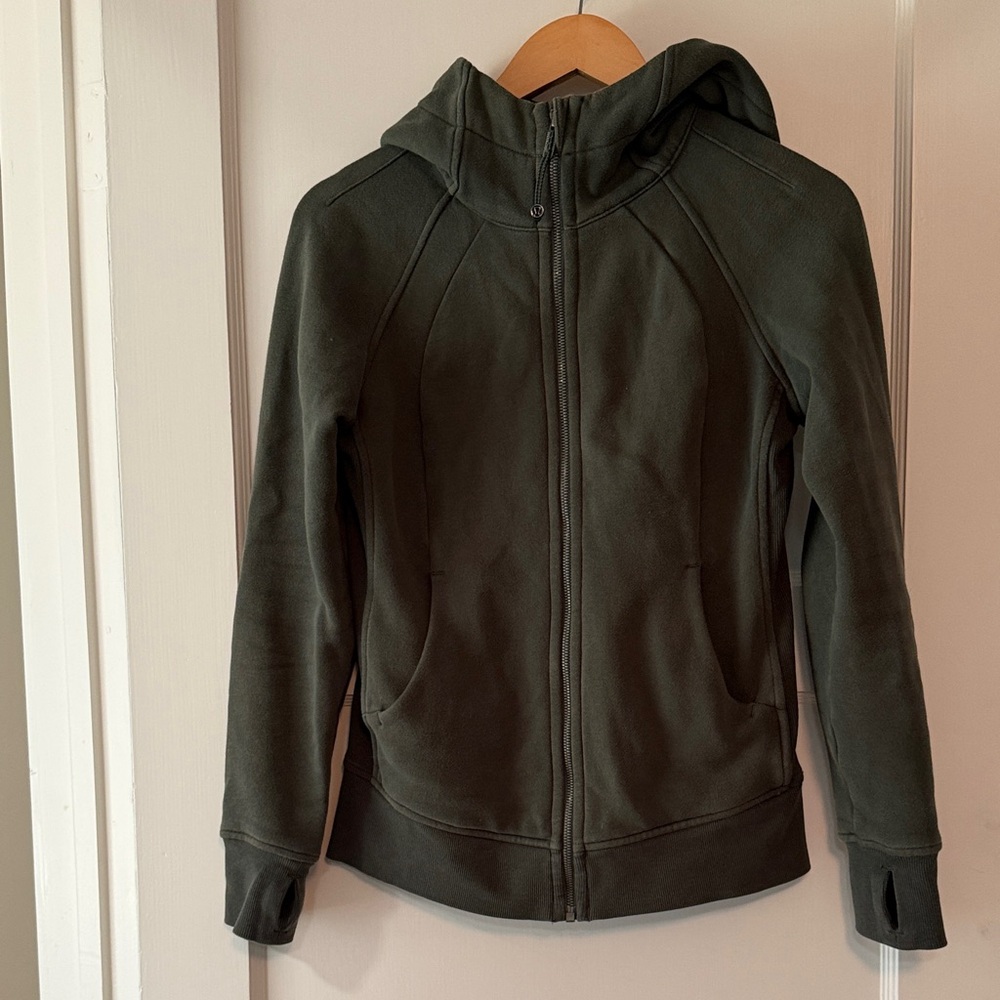 lululemon scuba hoodie full zip - rainforest green - 6